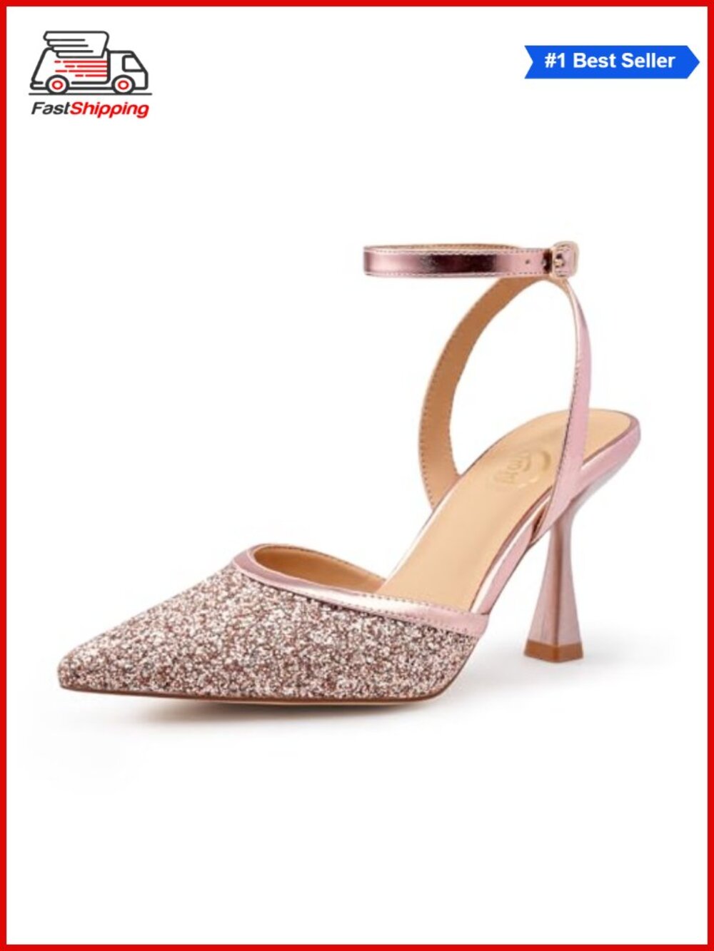 Slingback Pointed Toe Stiletto Heels Ankle Strap Comfortable Dress Pumps